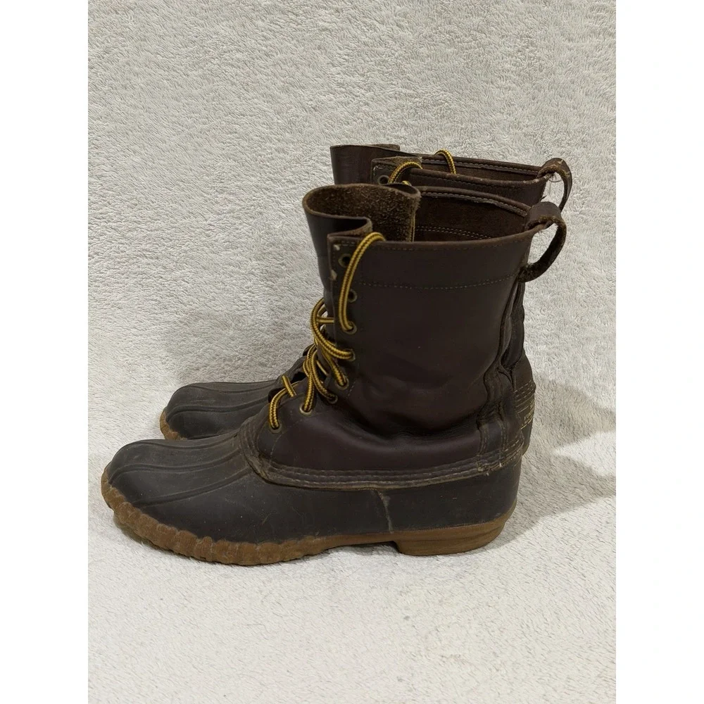 LL Bean Maine Hunting Shoe VTG Duck Boots Mens 9 M Brown Leather Rubber USA
